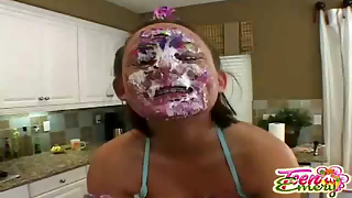 Sweet Emery gets dirty with the birthday cake