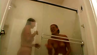 Sweet exgirlfriend slut Jessie and her cute friend taking shower