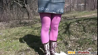 Purple tights leaking