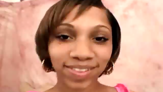 Seductive young black girlfriend Ashley showing sexy tits and tiny quim