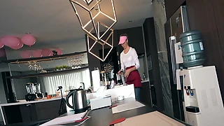 In cafe i order a cup of espresso. Young waitresswas so horny when saw my dick that started sucking it. After I pulled her jeans off and she made a foot job in her nylon. I fucked her and made a face.