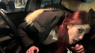 We were in the parking lot and waiting for our friends to arrive I decide to pull his cock out and give him a good blowjob but we realize people behind us pass by and see us but I continue and make him cum in my mouth