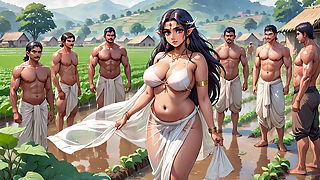 This is a compilation video of AI generated images of Anime Indian women & Elves having fun & common bath. Images are of nude Indian women taking bath with men in open or in common bath & being romantic in some private places